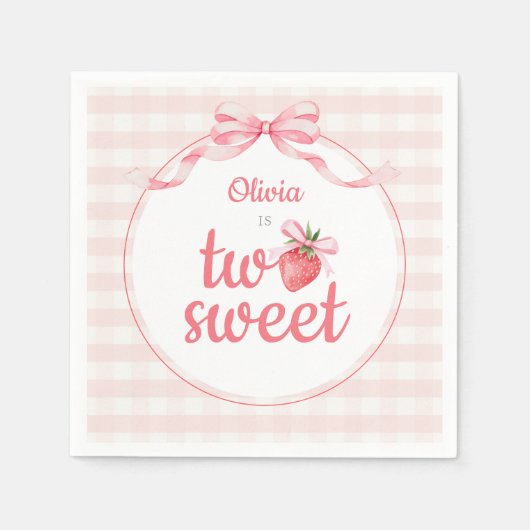 Erdbeeren Two Sweet 2. Geburtstag Serviette (Vorderseite)