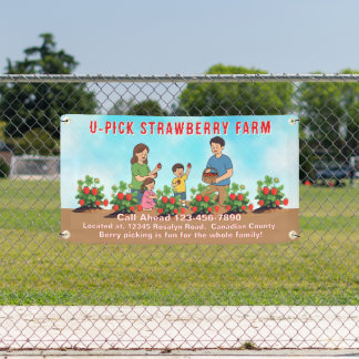Erdbeeren U Pick Farm Promo-Straßenbanner anpassen Banner