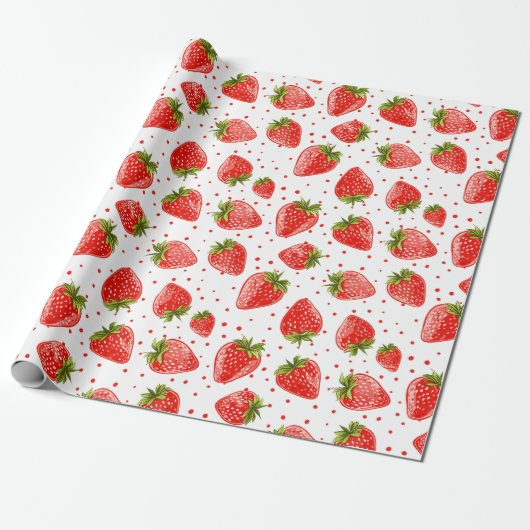 Erdbeeren und Blattpapier Geschenkpapier (Ungerollt)