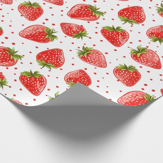 Erdbeeren und Blattpapier Geschenkpapier (Ecke)