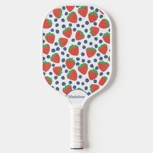 Erdbeeren und Blaubeeren Fruchtmuster Pickleball Schläger (Vorderseite)