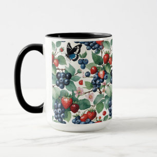 Erdbeeren und Blaubeeren mit Schmetterlingen Tasse