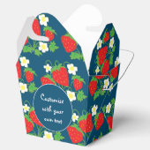 Erdbeeren und Blume Blauer benutzerdefinierter Tex Geschenkschachtel (Geöffnet)
