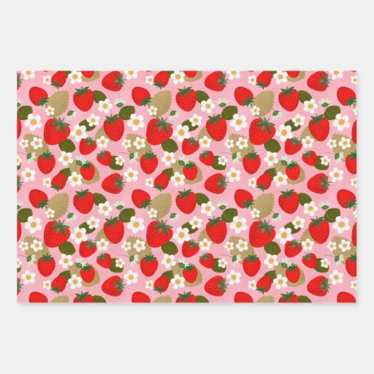 Erdbeeren und Blume Geschenkpapier Set (Vorderseite 2)