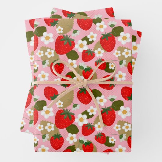 Erdbeeren und Blume Geschenkpapier Set (Beispiel)