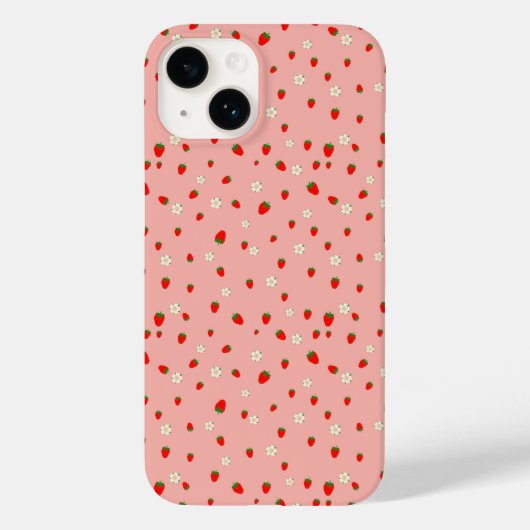 Erdbeeren und Blume Muster Case-Mate iPhone Hülle (Rückseite)