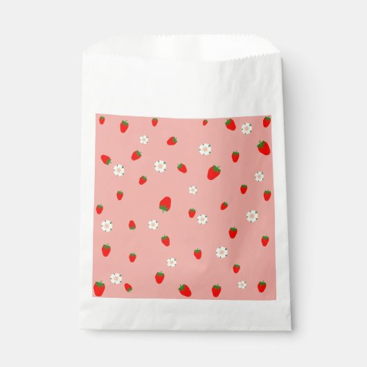 Erdbeeren und Blume Muster Geschenktütchen (Vorderseite)