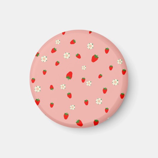 Erdbeeren und Blume Muster Magnet (Vorne)
