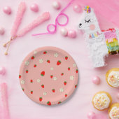 Erdbeeren und Blume Muster Pappteller (Party)