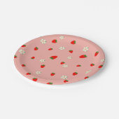 Erdbeeren und Blume Muster Pappteller (Schrägansicht)