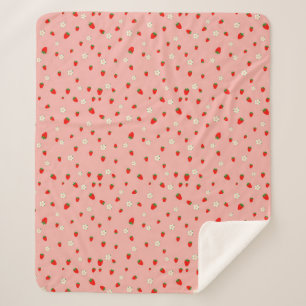 Erdbeeren und Blume Muster Sherpadecke