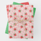 Erdbeeren und Blume Niedliche Muster Geschenkpapier Set (Beispiel)