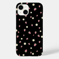 Erdbeeren und Blume Schwarzes Muster