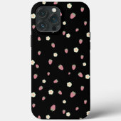 Erdbeeren und Blume Schwarzes Muster Case-Mate iPhone Hülle (Rückseite)