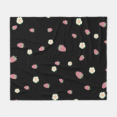 Erdbeeren und Blume Schwarzes Muster Fleecedecke (Vorderseite (Horizontal))