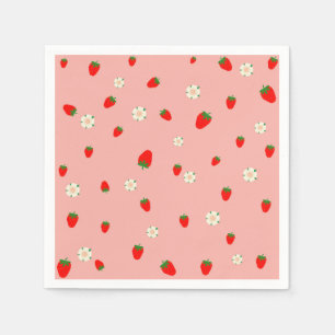 Erdbeeren und Blume Serviette