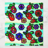 Erdbeeren und Blume Weinetikett (Einzelnes Label)