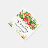 Erdbeeren und Blume zum Geburtstag Serviette (Ecke)