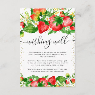 Erdbeeren und Blumen Hochzeit Wunschbrunnen Begleitkarte