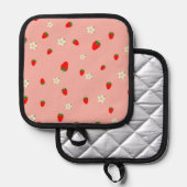 Erdbeeren und Blumen Topflappen (Vorderseite/Rückseite)