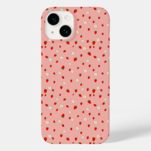 Erdbeeren- und Blumenmuster Case-Mate iPhone 14 Hülle