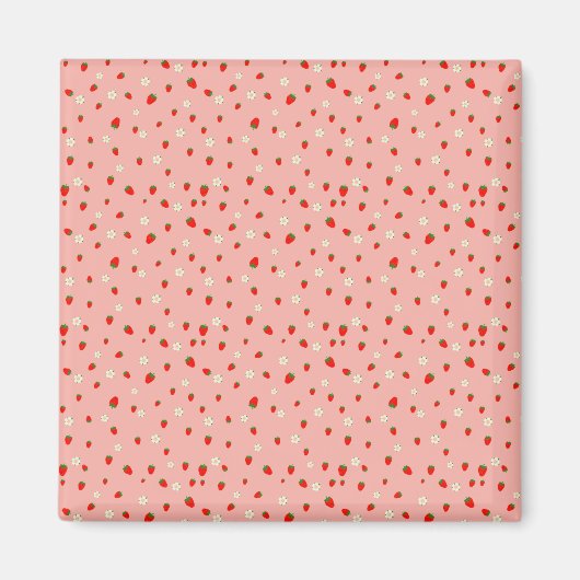 Erdbeeren- und Blumenmuster Magnet (Vorne)