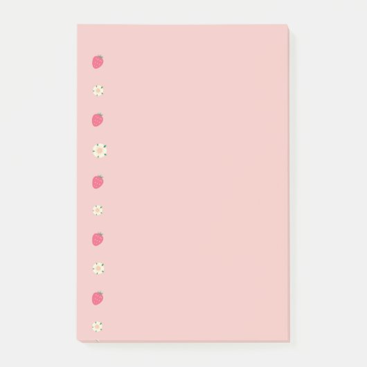 Erdbeeren- und Blumenmuster Post-it Klebezettel (Vorderseite)