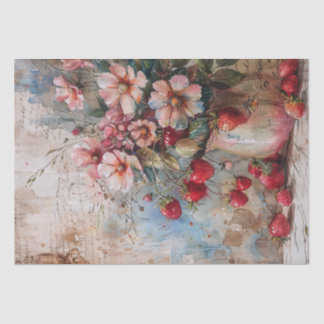 Erdbeeren und Blüten Seidenpapier