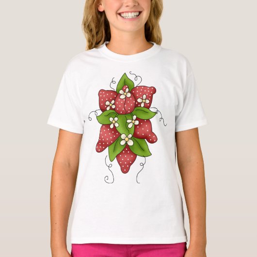 Erdbeeren und Blüten T - Shirt (Vorderseite)