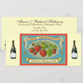 Erdbeeren und Champagner-Party Einladung (Vorne/Hinten)