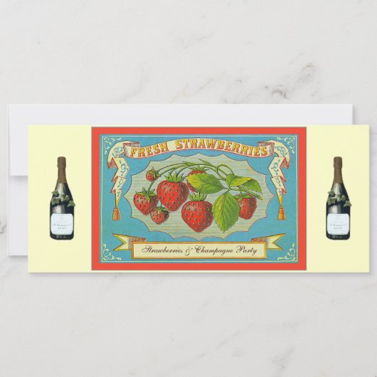 Erdbeeren und Champagner-Party Einladung (Vorderseite)