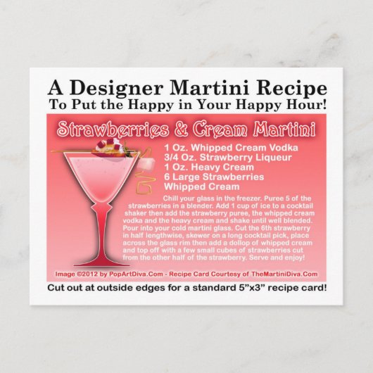 Erdbeeren und Cream Martini RezeptPostkarte Postkarte (Vorderseite)