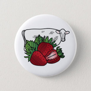 Erdbeeren und Creme / Button Pinback