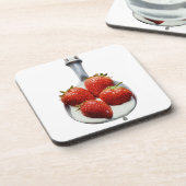 Erdbeeren und Creme Getränkeuntersetzer (Linke Seite)