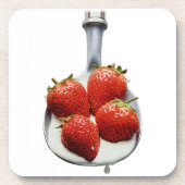 Erdbeeren und Creme Getränkeuntersetzer (Vorderseite)