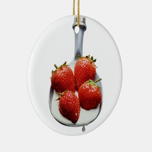 Erdbeeren und Creme Keramik Ornament (Rechts)