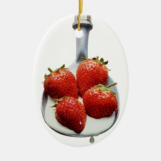 Erdbeeren und Creme Keramikornament (Vorne)