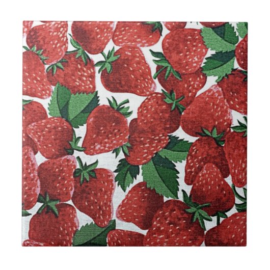 Erdbeeren und Creme-Muster Fliese (Vorderseite)