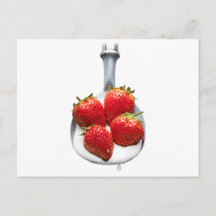 Erdbeeren und Creme Postkarte