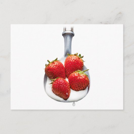 Erdbeeren und Creme Postkarte (Vorderseite)