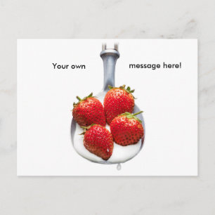 Erdbeeren und Creme Postkarte