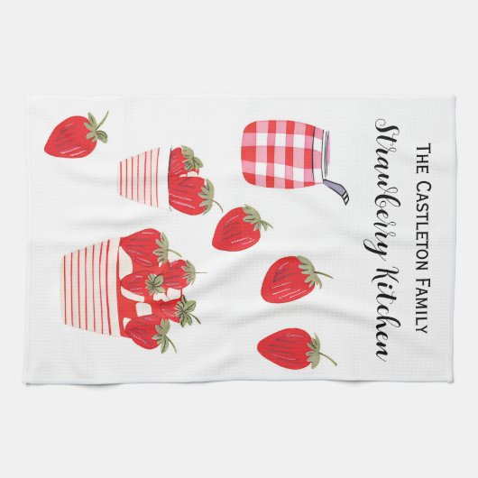 Erdbeeren und Creme Summer Red White Hübsch Geschirrtuch (Horizontal)