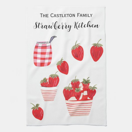 Erdbeeren und Creme Summer Red White Hübsch Geschirrtuch (Vertikal)