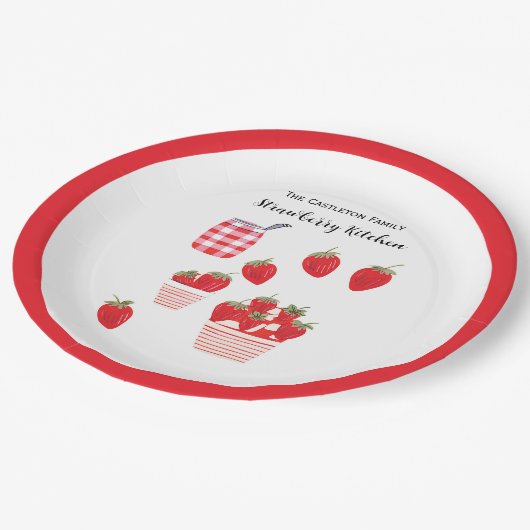 Erdbeeren und Creme Summer Red White Hübsch Pappteller (Schrägansicht)