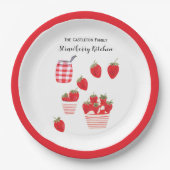 Erdbeeren und Creme Summer Red White Hübsch Pappteller (Vorderseite)