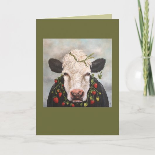 Erdbeeren und Cremekarte Karte (Vorderseite)