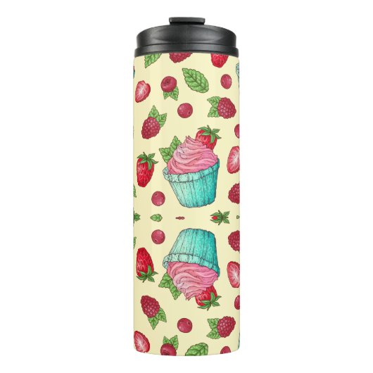 Erdbeeren und Cupcakes Thermosbecher (Vorderseite)