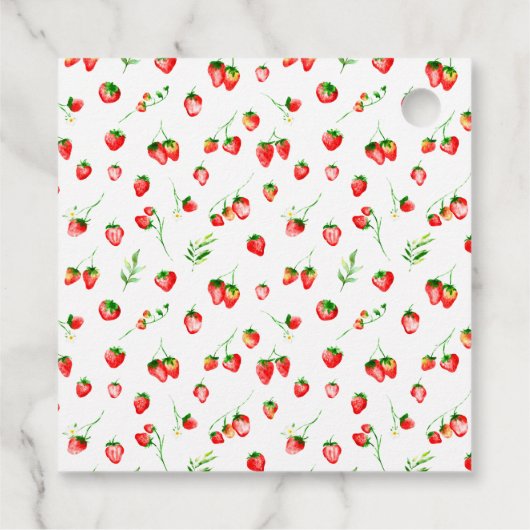 Erdbeeren und Daisies Baby Dusche Vielen Dank Geschenkanhänger (Rückseite)