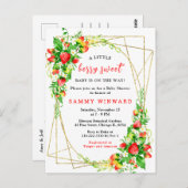 Erdbeeren und Daisies Babydusche Postkarte (Vorne/Hinten)