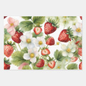 Erdbeeren und Erdbeeren-Blume Geschenkpapier Set (Vorderseite 2)